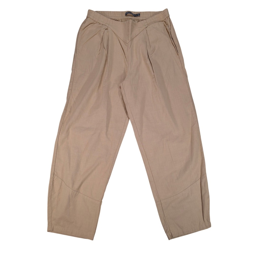 Gudrun Sjoden Tan Organic Cotton V-Yoke Pleated Relaxed Trousers Womens M